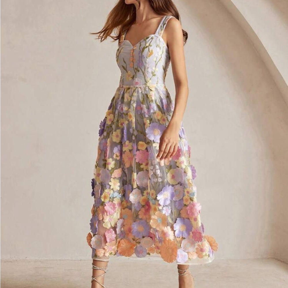 SHEIN Purple Pink Sweetheart Sundress Midi